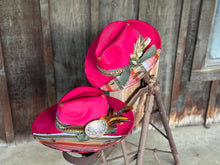 Load image into Gallery viewer, Mommy and Me Wide Brim and Small Brim Pair/ Pink Distressed Fedora&#39;s
